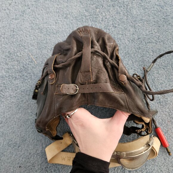 WW2 US Army Air Force leather helmet and aviator goggles - Picture 4 of 10
